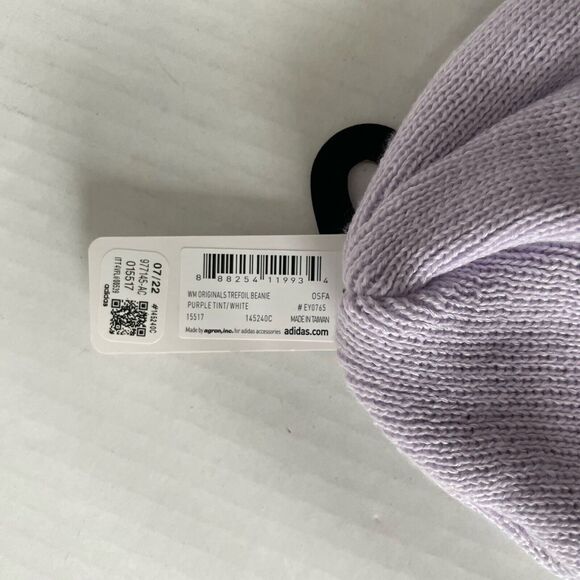 Adidas Originals Womens Beanie Trefoil Embroidered Beanie Purple Tint/White OS - Picture 5 of 5